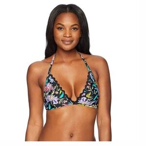 🍍 Coastal Blue NWT Triangle Floral Bikini Top Lg